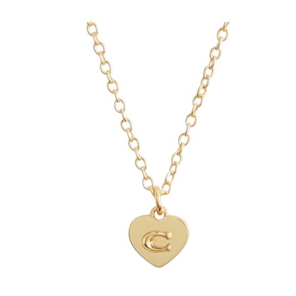 Coach Jewelry - COACH Jewelry Women's Signature C Logo Heart Pendant Gold Chain Necklace